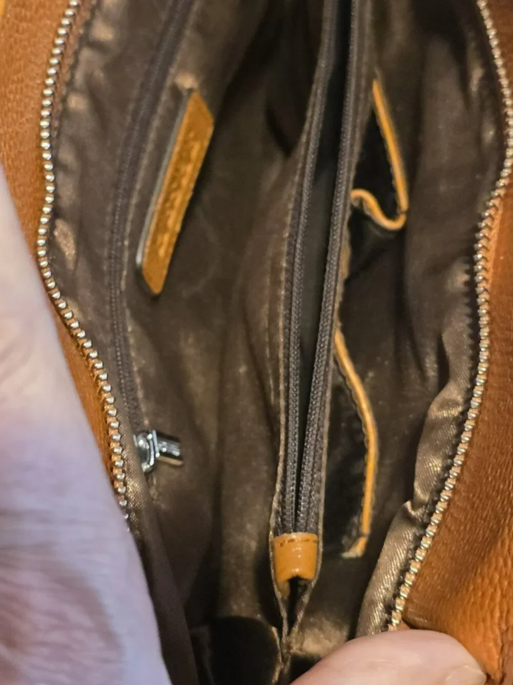 Hessee Brown Zippered Large Handbag